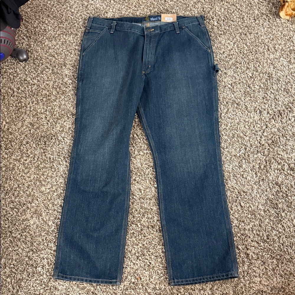 Carhartt Men's Relaxed Fit Dark Blue Jeans 42X32 NWT - Picture 6 of 7